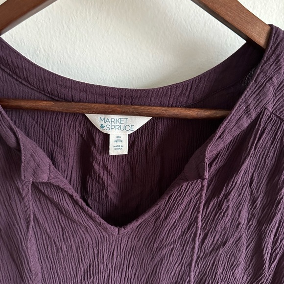 Market & Spruce XXL Petite Women’s Cassi Ruffle Neck Shift Dress with pockets - Picture 8 of 14